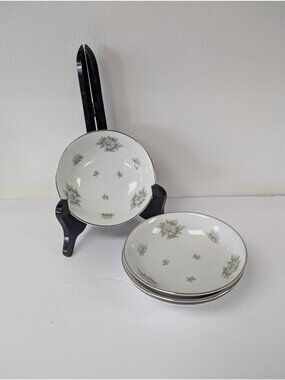 Franconia Silver Thistle Set of 4 Berry Dessert Bowls 5 3/8"